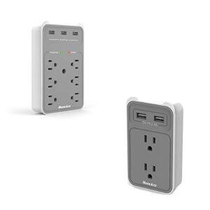 huntkey 6 ac outlets surge protector with 3 usb charging ports smd607 and 2-outlet wall mount cradle with dual 2.1 amp usb charging ports smd407