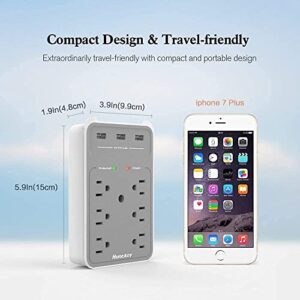 Huntkey 6 AC Outlets Surge Protector with 3 USB Charging Ports SMD607 and 2-Outlet Wall Mount Cradle with Dual 2.1 AMP USB Charging Ports SMD407