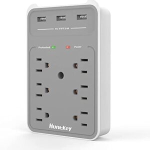 Huntkey 6 AC Outlets Surge Protector with 3 USB Charging Ports SMD607 and 2-Outlet Wall Mount Cradle with Dual 2.1 AMP USB Charging Ports SMD407