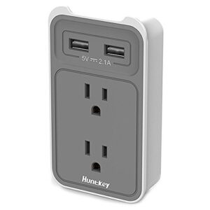 Huntkey 6 AC Outlets Surge Protector with 3 USB Charging Ports SMD607 and 2-Outlet Wall Mount Cradle with Dual 2.1 AMP USB Charging Ports SMD407