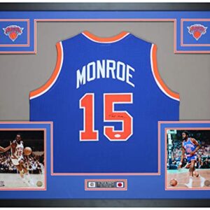 Earl Monroe Autographed Blue New York Knicks Jersey - Beautifully Matted and Framed - Hand Signed By Monroe and Certified Authentic by JSA - Includes Certificate of Authenticity