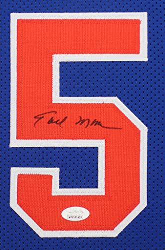 Earl Monroe Autographed Blue New York Knicks Jersey - Beautifully Matted and Framed - Hand Signed By Monroe and Certified Authentic by JSA - Includes Certificate of Authenticity