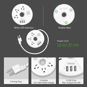 NTONPOWER Desktop Power Strip Bundle, 3 Outlets 3 USB Portable Power Strip with 15 inch Short Cord and 4 Outlets 2 USB with 10ft Long Extension Cord for Office, Home, Hotels, Dorm Room, Nightstand