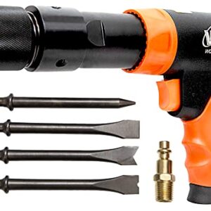 WORKPAD 190mm Long Barrel Air Hammer with Quick Change Chisel Retainer and 4-Piece Chisels Set, Pneumatic Tools