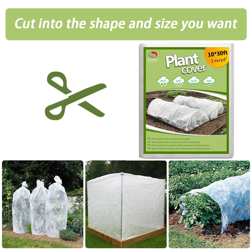 Plant Covers Freeze Protection,10Ft x 30Ft 1.0 oz/yd² Reusable Floating Row Cover, Freeze Protection Plant Blankets for Cold Weather (Support Hoops Not Included)