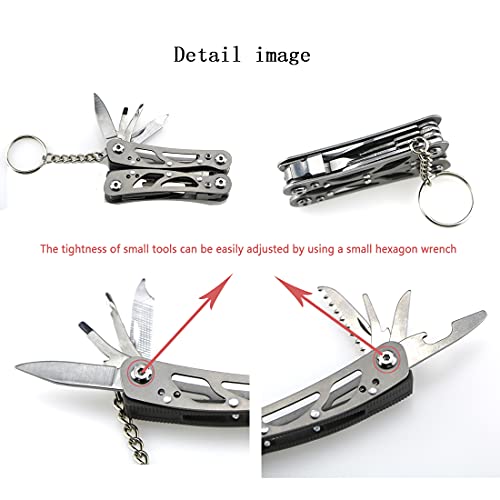 Mini Multitool Outdoor Small Pliers,Pocket Multitool Mini Pliers With Knife,Smart Plier,Bottle Opener,Double-sided polishing multools,15 In 1 Stainless Steel Accessible Tools(Grey)