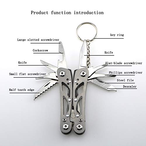 Mini Multitool Outdoor Small Pliers,Pocket Multitool Mini Pliers With Knife,Smart Plier,Bottle Opener,Double-sided polishing multools,15 In 1 Stainless Steel Accessible Tools(Grey)