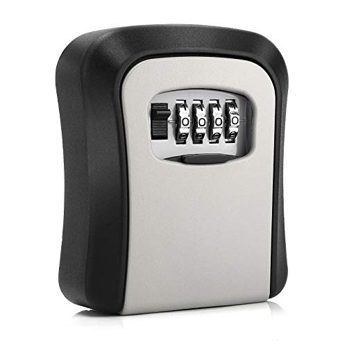 Key Lock Box, Combination Lock Box Wall Mounted Waterproof Key Storage Lock Box for Outdoor & Indoor 5 Keys Capacity Re-Settable Code