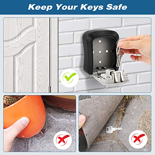 Key Lock Box, Combination Lock Box Wall Mounted Waterproof Key Storage Lock Box for Outdoor & Indoor 5 Keys Capacity Re-Settable Code