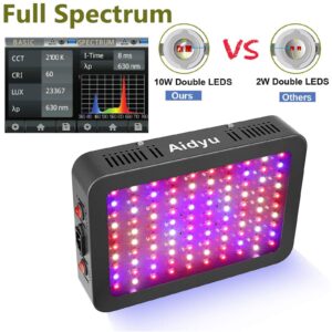 Aidyu 1000W LED Grow Light, Full Spectrum Growing Lamps for Indoor Hydroponic Greenhouse Plants with Veg and Bloom Switch, Dual Chips, UV & IR, Adjustable Rope Hanger