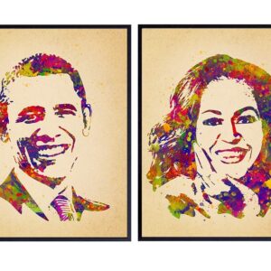 Barack and Michelle Obama Poster Picture Set - Gift for Black African Americans, Democrats, Liberals - Wall Art, Room Decor, Home Decoration for Office, Living Room, Bedroom - 8x10 Unframed