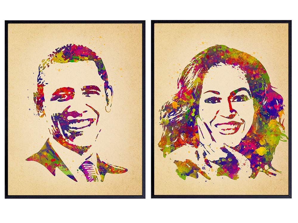 Barack and Michelle Obama Poster Picture Set - Gift for Black African Americans, Democrats, Liberals - Wall Art, Room Decor, Home Decoration for Office, Living Room, Bedroom - 8x10 Unframed