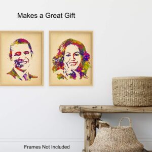 Barack and Michelle Obama Poster Picture Set - Gift for Black African Americans, Democrats, Liberals - Wall Art, Room Decor, Home Decoration for Office, Living Room, Bedroom - 8x10 Unframed