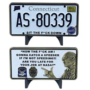dl6-01 connecticut state police trooper spina csp license plate challenge coin thin blue line nasa employee