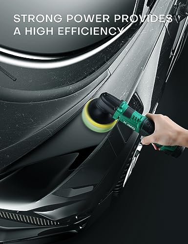 KIMO Cordless Car Buffer Polisher Kit w/1 Hour Fast Charger, 5 Variable Speeds, 4-INCH Small Buffer Polisher for Car Detailing, 6 Accessories for Car Waxing/Scratch Removing/Home Appliance Polishing