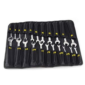 22-Piece Flex-Head Ratcheting Wrench Set，Metric & SAE Chrome Vanadium Steel Hand Combination Wrench Spanner with Portable Carrying Bag (Flex Head Ratchet Wrench)
