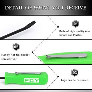 PQY Pocket Magnetic Screwdriver Slotted Head With Magnet Top + Mini Pry Bar Set Green