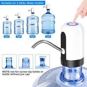 Water Bottle Pump 5 Gallon Electric Drinking Water Pump Portable Water Dispenser USB Charging Water Bottle Pump Water Bottle for Universal 2-5 Gallon Bottle