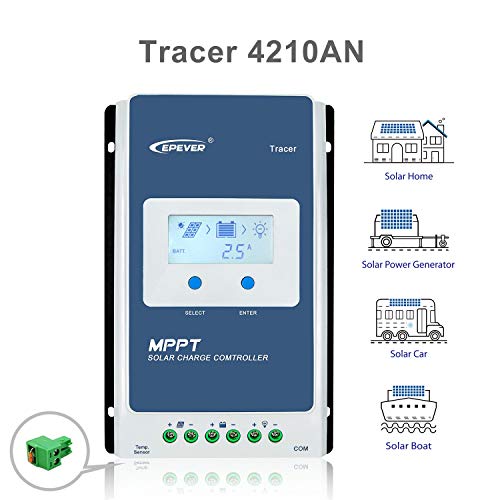 EPEVER 40A MPPT Solar Charge Controller, 12V/24V Auto, Max Input 100V Solar Panel 520W/1040W Regulator for Gel Sealed Flooded AGM Lithium Battery Charging, Negative Grounded(40A+MT50+RTS)