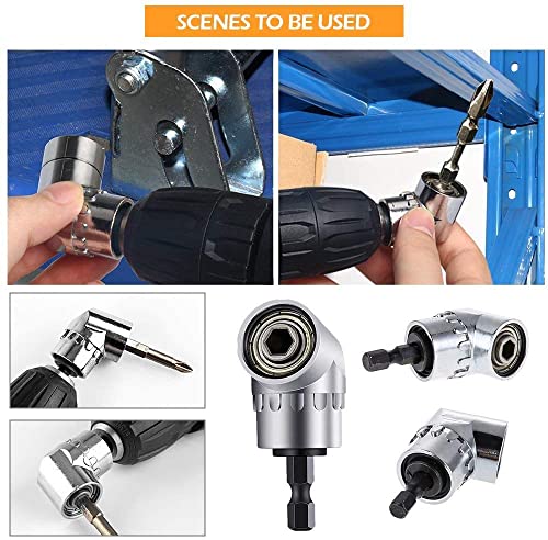 Flexible Drill Bit Extension and Universal Socket Wrench Tool Set, 105° Right Angle Drill Attachment, 1/4 3/8 1/2" Universal Socket Adapter Set, Screwdriver Bit Kit