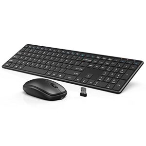 rechargeable wireless wisfox ultra slim computer keyboard mouse combo, full size silent keyboard and mouse for laptop, computer and desktop, surface, mac and windows 10/8/7