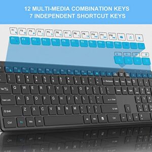 Rechargeable Wireless WisFox Ultra Slim Computer Keyboard Mouse Combo, Full Size Silent Keyboard and Mouse for Laptop, Computer and Desktop, Surface, Mac and Windows 10/8/7