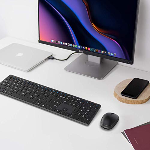 Rechargeable Wireless WisFox Ultra Slim Computer Keyboard Mouse Combo, Full Size Silent Keyboard and Mouse for Laptop, Computer and Desktop, Surface, Mac and Windows 10/8/7