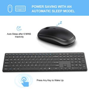 Rechargeable Wireless WisFox Ultra Slim Computer Keyboard Mouse Combo, Full Size Silent Keyboard and Mouse for Laptop, Computer and Desktop, Surface, Mac and Windows 10/8/7