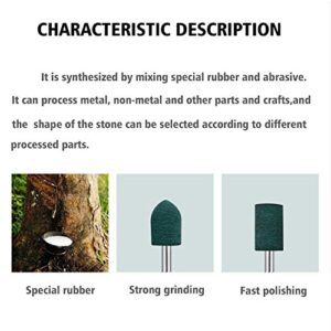 Rubber Polishing Burrs Bits Bullet Cylinder Shape Mounted Point Polishing Bits Rubber Wheel Bit,Electric Drill,Rotary Tool Accessories 3 mm Mandrel 20 Pieces (Green)