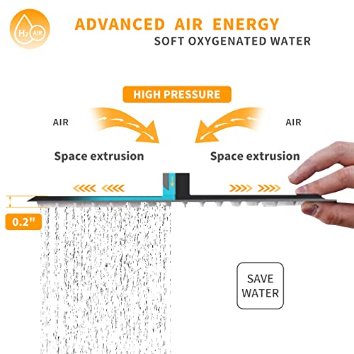 BESy Shower System with 8 Inch Rain Shower Head Wall Mounted Shower Trim Kit, High Pressure Bathroom Rainfall Shower Faucet Fixture Combo Set with Adjustable Extension Shower Arm, Matte Black