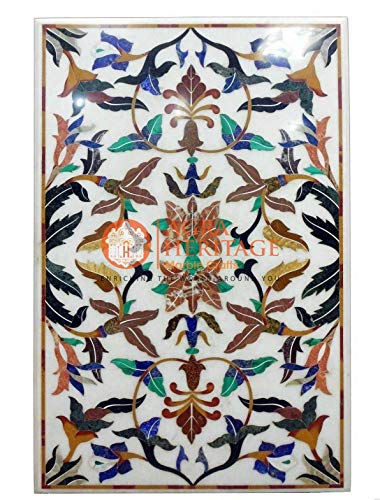 Handicraft White Marble Top Dining Living Inlay Table Top Outdoor Furniture Decorative