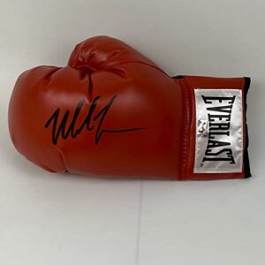 autographed/signed mike tyson red everlast boxing glove athlete hologram coa