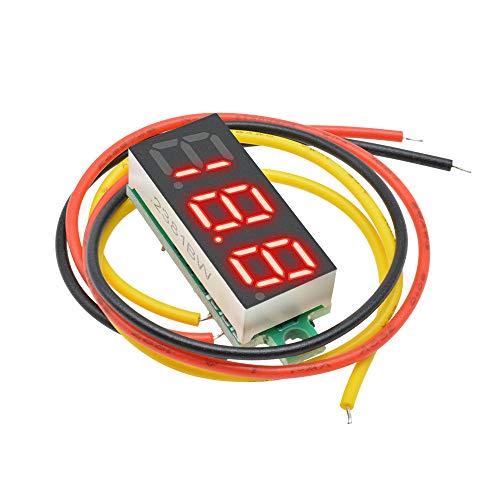 diymore 5PCS 0.28"Mini DC Voltmeter 3-Wire LED Display DC 0-100V Voltage Tester for 1-8s Lipo/Li-ion/LiMn/Li-Fe (White+Red+Yellow+Blue+Green)