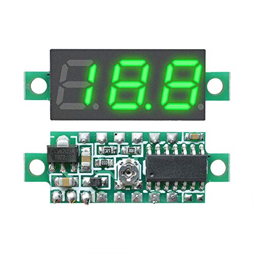 diymore 5PCS 0.28"Mini DC Voltmeter 3-Wire LED Display DC 0-100V Voltage Tester for 1-8s Lipo/Li-ion/LiMn/Li-Fe (White+Red+Yellow+Blue+Green)