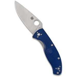 spyderco tenacious lightweight folding utility pocket knife with 3.39" cpm s35vn steel blade and blue frn handle - everyday carry - plainedge - c122pbl