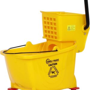 Simpli-Magic 79358 Commercial Mop Bucket with Side Press Wringer, 26 Quart, Yellow