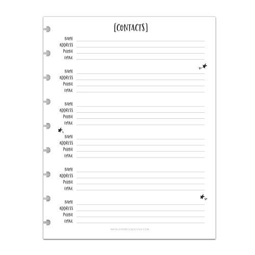 BetterNote Contact Address Refill Pages for Disc Notebooks, Fits TUL, Happy Planner, Levenger Circa, Staples ARC, Talia (Whimsy- 25 Sheets, 9-Disc, 7"x9.25")