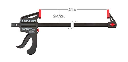 TEKTON 24 Inch Ratchet Bar Clamp / 30 Inch Spreader Set, 2-Piece | CLP51524, Red Metallic