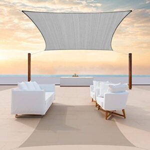 colourtree 10' x 20' grey sun shade sail rectangle canopy fabric cloth screen, water permeable & uv block upf50, heavy duty, carport patio outdoor - (we customize size)