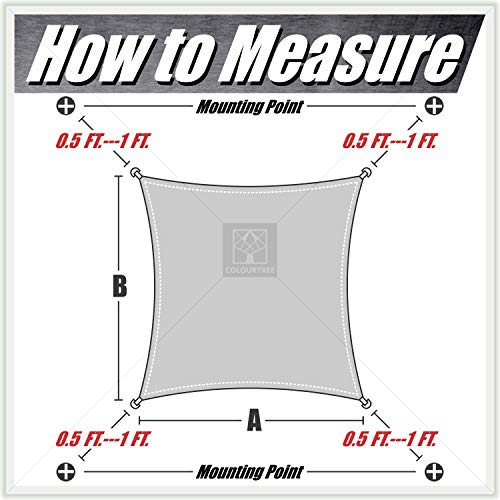 ColourTree 10' x 20' Grey Sun Shade Sail Rectangle Canopy Fabric Cloth Screen, Water Permeable & UV Block UPF50, Heavy Duty, Carport Patio Outdoor - (We Customize Size)