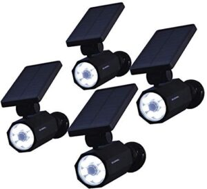 bell+howell bionic spotlight deluxe led solar lights, outdoor with motion sensor 50% brighter, 8 led bulbs waterproof landscape for patio yard garden outdoor lighting as seen on tv - set of 4