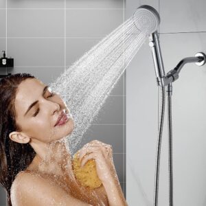 DOILIESE Shower Head with Handheld Shower Head with ON/Off Switch, 3-Modes High Pressure Shower Head with Hose,Chrome Finish