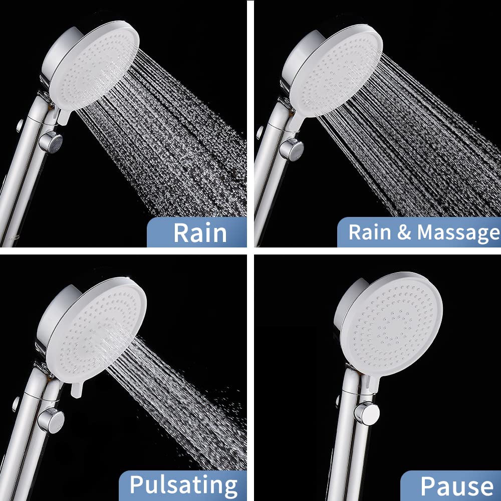 DOILIESE Shower Head with Handheld Shower Head with ON/Off Switch, 3-Modes High Pressure Shower Head with Hose,Chrome Finish