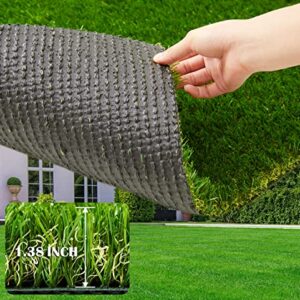 ZGR Artificial Grass Rug 4 FT x 6 FT Fake Faux Grass, Indoor Outdoor Patio Garden Lawn Landscape Synthetic Grass Mat, Realistic Turf, 4-Tone/Soft, with Drainage Holes & Rubber Backing/Many Sizes