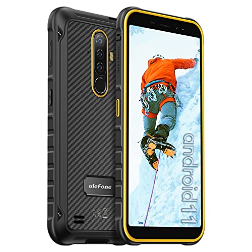 Ulefone Armor X8 Rugged Phones Unlocked, 4GB + 64GB, Android 11, 5.7 inch Rugged Smartphone, 13MP Triple Rear Camera, 5080mAh Big Battery, Dual 4G, Type C, GPS, NFC, US Version - Orange