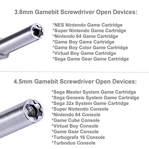 Gamebit Screwdriver, EMiEN 4.5mm 3.8mm Gamebit Screwdriver,Double-End Bit Security Gamebit Screwdriver Kit For Opening NES,SNES,N64,GameBoy,GameCube,Virtual Boy,Sega,Nintendo Consoles,Game Cartridges