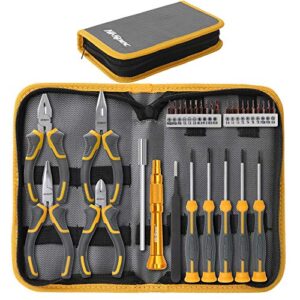 hi-spec 32pc electronics repair & opening tool kit set for laptops, phones, devices, computer & gaming accessories. precision small screwdrivers with pentalobe bits for iphones & macbooks