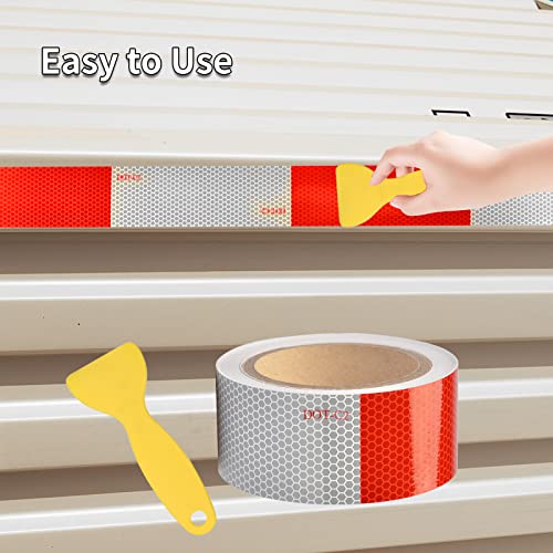 RVMATE 2 Inch x 30 Feet DOT Trailer Reflective Tape, Waterproof, Highly Visible Red & White Tape for Trailers, Outdoor Cars, Trucks