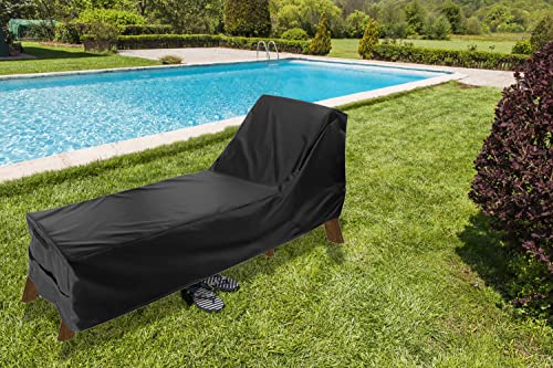 Patio Chaise Lounge Cover, Waterproof Sunlounger Cover, 420D Upgraded Heavy Duty Outdoor Lounge Chair Cover, Anti-UV and Dustproof Lawn Furniture Cover, 2 Pack Durable Oxford Cloth and Large 82 Inch