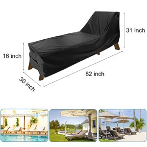 Patio Chaise Lounge Cover, Waterproof Sunlounger Cover, 420D Upgraded Heavy Duty Outdoor Lounge Chair Cover, Anti-UV and Dustproof Lawn Furniture Cover, 2 Pack Durable Oxford Cloth and Large 82 Inch